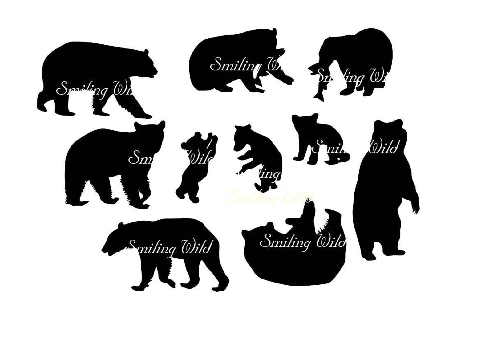 Bear Svg Silhouette American Black Bear Clipart Forest Animal Etsy