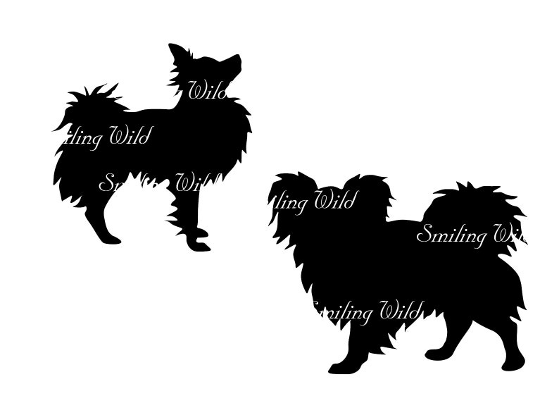 Papillon Dog Svg Silhouette Clipart Printable Papillon Dog | Etsy