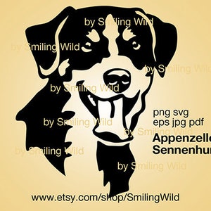 Appenzeller Sennenhund svg Vektor Grafik Kunst Kunstwerk Appenzeller Sennenhund geschnitten Datei schneidbar Cricut Portrait Kopf digitales Design