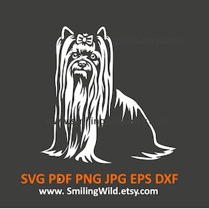 Yorkshire Terrier SVG PNG DXF Vector graphic Clipart– Long Coat Show Dog Digital White file, Cricut Cut File, Laser Cutting Engraving Design