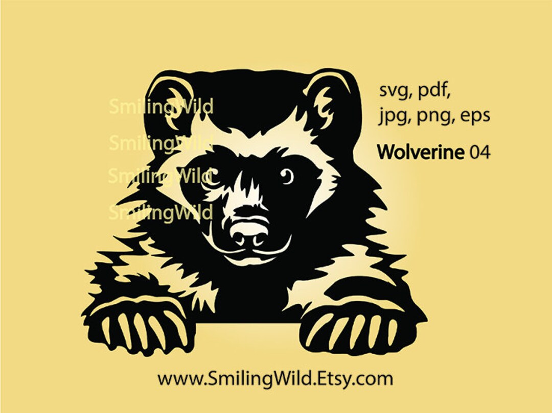 Wolverine SVG PNG DXF Portrait– Forest Animal Clipart, Wild Nature