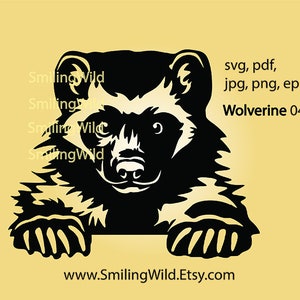 Carcajou SVG PNG DXF - illustration vectorielle des animaux sauvages de la forêt, fichier découpé au laser Cricut pour la conception des cliparts Nature - téléchargement immédiat