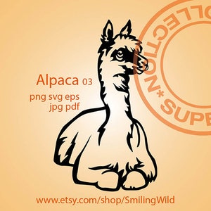 Alpaca svg clip art portrait vector graphic art wild animal cut file cuttable smiling Alpaca cricut digital design artwork