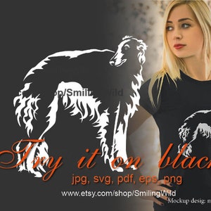 Borzoi hond svg witte clip art digitaal ontwerp, running dog Borzoi Graveerbare vector grafisch bestand knippen