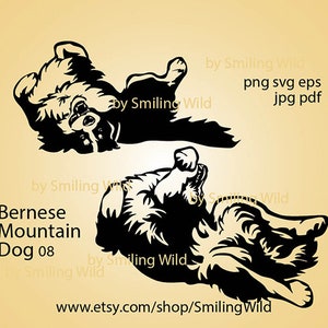 Bernese Mountain rolling Dog SVG PNG, rolling dog clipart cut file, vector cuttable cricut digital design, laser cutting, instant download