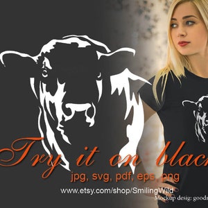 Ícone de clip art de vetor svg de touro preto angus, arquivo de corte de ilustração de gado black angus