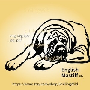 English Mastiff svg & png dog head portrait  - dog clipart vector graphic dog laser cut file mastiff cuttable cricut digital design