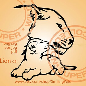 Archivo de corte svg de mamá león, clipart de cachorro de león, familia de leones, safari, animal, arte gráfico vectorial, obra de arte svg, león, cricut, diseño digital, archivo de corte