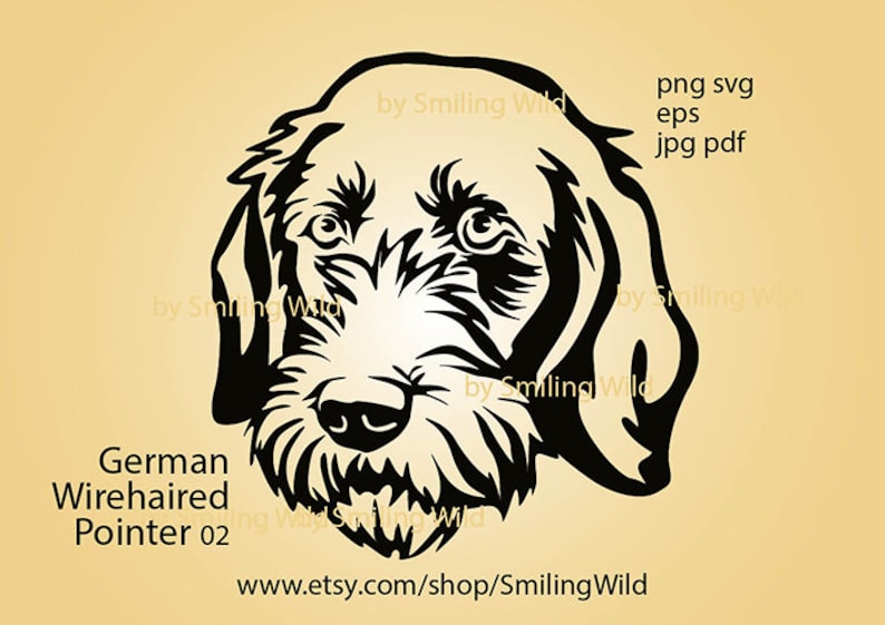 German Wirehaired Pointer Svg Vector Graphic Art Hunting Dog | Etsy