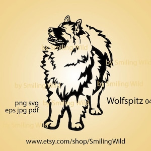 Wolfspitz dog svg Keeshond clip art vector graphic art, Wolfspitz illustration cut file design