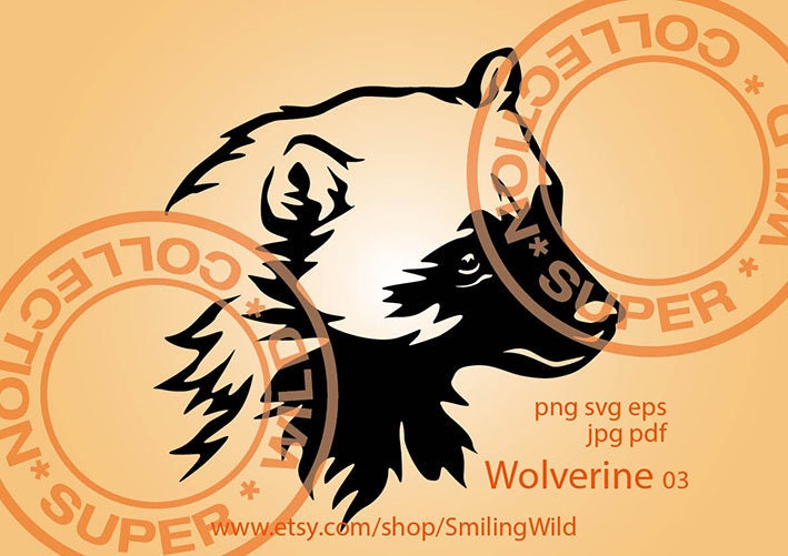 Download Wolverine Svg Portrait Wild Animal Clipart Vector Graphic Art Etsy