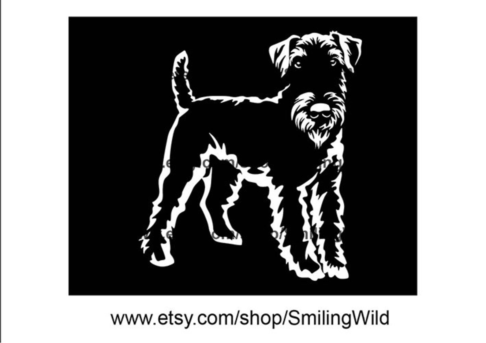 Airedale Terrier svg clipart cut in White Print on Black | Etsy