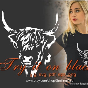 Highland beef cattle svg vector graphic cut file, Highland bull cuttable digital clip art, farm animal design