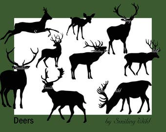 deer svg silhouette, stag svg, deer clipart, forest aniamal clip art forest animal svg vector graphic deer  graphic cut file cuttable