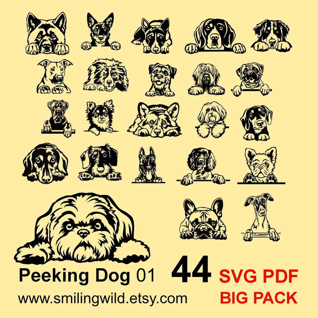 Peeking Dog Breeds SVG Clipart Bundle: Cricut & Laser Cut Designs (DXF ...