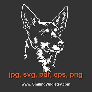 Australische Kelpie SVG lasergesneden in wit/01bmc/ Kelpie witte vector grafisch bestand Graveerbare cricut Kelpie digitale logo kunst afdrukbare hond gezicht