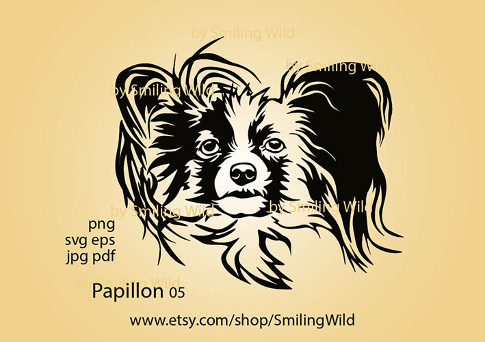 Papillon Dog Svg Vector Graphic Clipart Cuttable Dog Portrait - Etsy