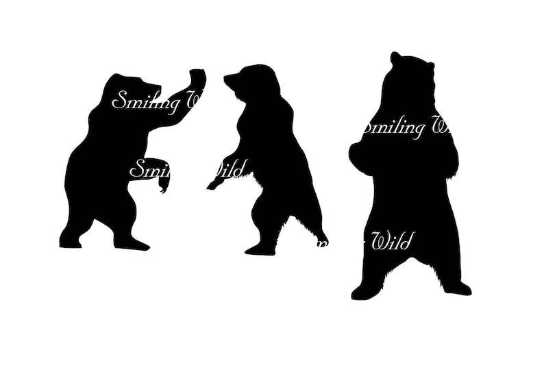 Grizzly Bear Silhouette Svg Cub Clipart Printable Forest Animal Woodland Vector Art Graphic Grizli Bear Clipart