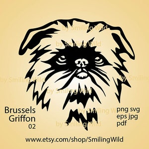 Grifone di Bruxelles svg ritratto vettore grafica arte carino cane logo clipart Grifone di Bruxelles file di taglio tagliabile cricut digitale ddesign