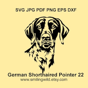 German Shorthaired Pointer SVG & PNG, DXF – Realistic Hunting Dog canine clipart Vector graphic for Cricut, Laser Cutting, instant download