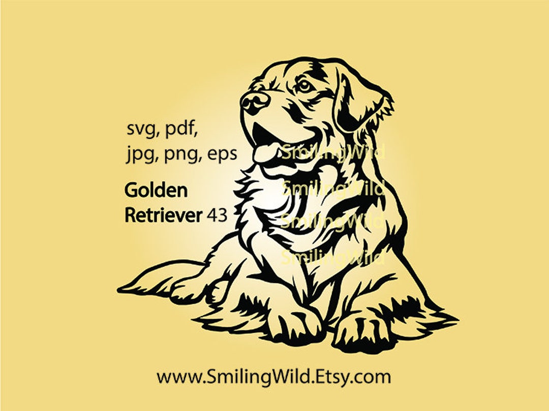 Golden Retriever Dog SVG & PNG Clipart Vector Graphic Art - Cute Goldie ...