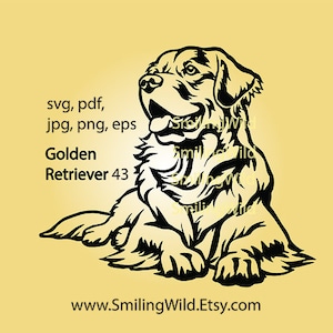Golden retriever hond SVG & PNG clipart vector grafische kunst - schattige goldie lasergesneden bestand Graveerbare cricut digitaal ontwerp hond ambachtelijke kunst