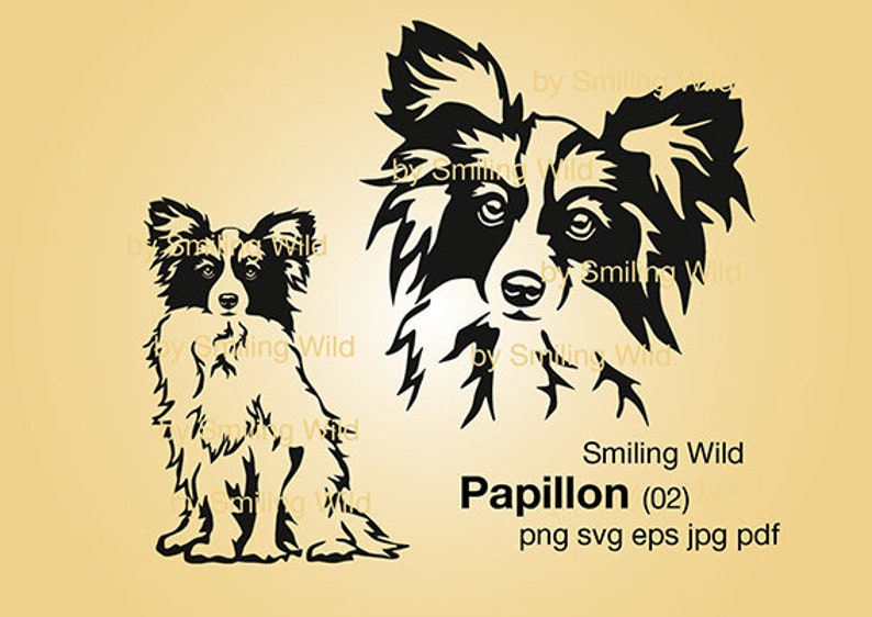 Papillon head clipart for cricut papillon dog svg vector | Etsy