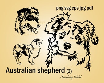 Aussie svg dog clipart Australian Shepherd vector graphic art Aussie cut file cuttable printable artwork