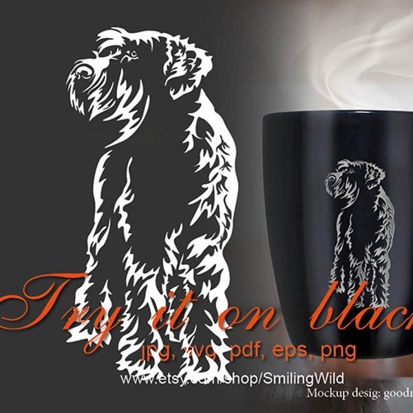 Giant Schnauzer svg design white vector file clipart, dog cut file t shirt and mug design, schnauzer cuttable cricut digital