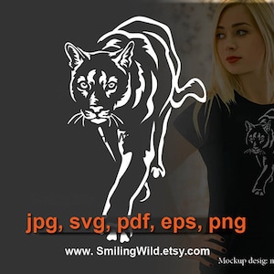 Lion de montagne, fichier graphique vectoriel puma SVG PNG, conception de clipart couguar faune de l'Amérique, portrait numérique découper, Cricut, découpe laser