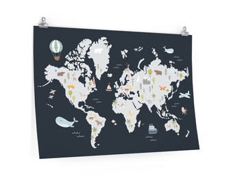 Adventure Nursery World Map Wall Art World Map Nursery Wall Decor Cute Map Art for Nursery