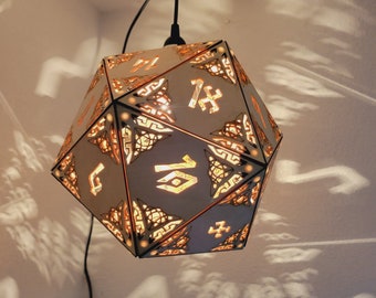 D20 Dungeons and Dragons Dice Lamp - Hanging Pendant or Desk Lamp, DND