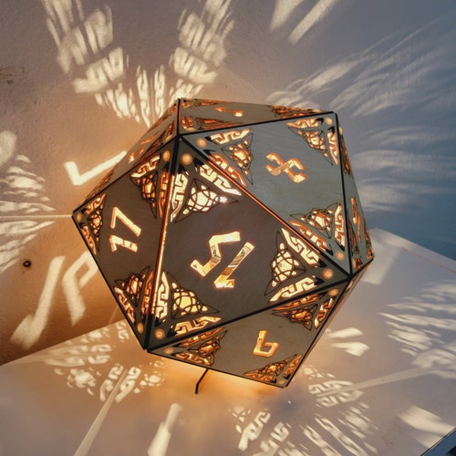 D20 Lampshade Dnd Decor Desk Lamp Dungeons and Dragons Etsy