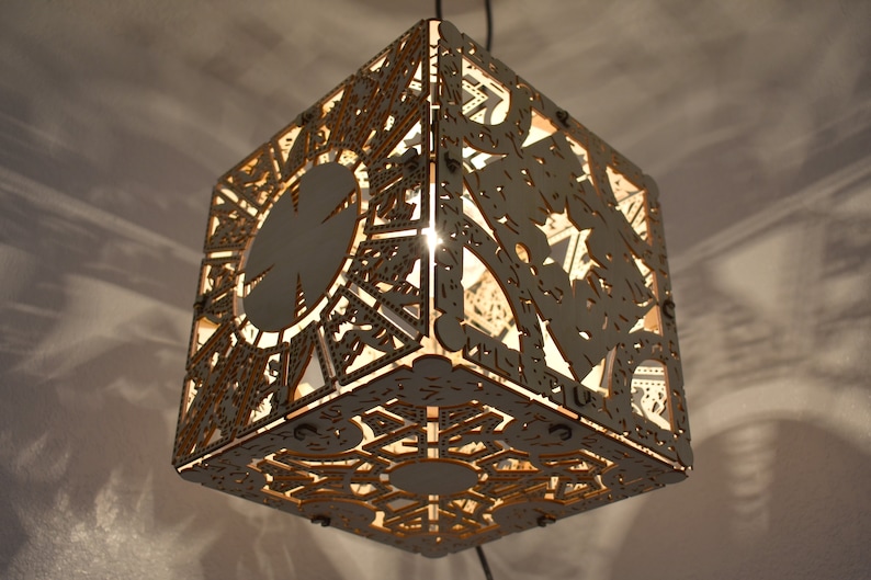 Hellraiser Puzzle Box Wood Hanging Lamp Etsy