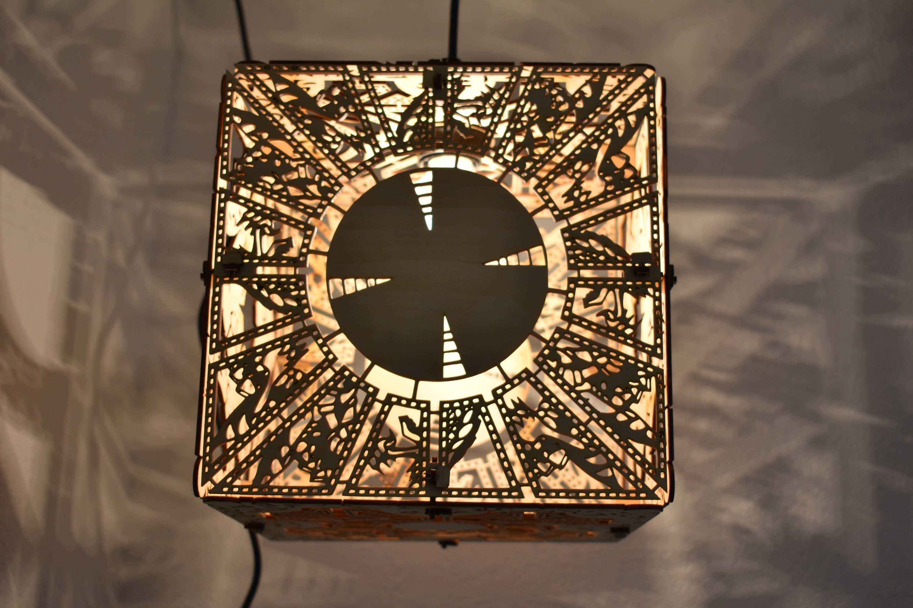 Hellraiser Puzzle Box Wood Hanging Lamp Etsy