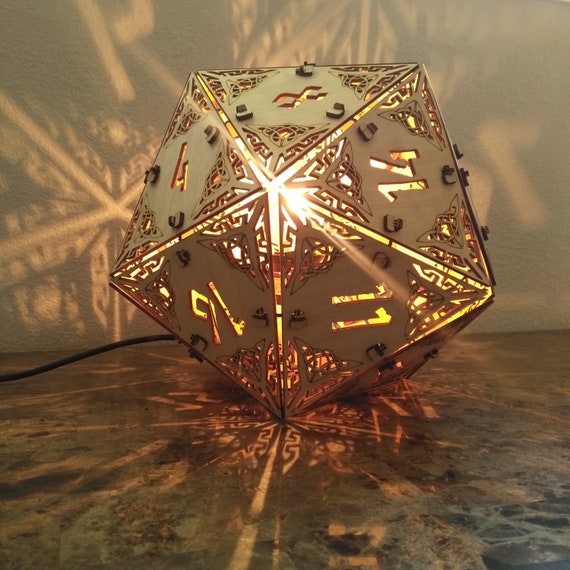 D20 Dungeons and Dragons Dice Desk Lamp Geometric Lighting Etsy