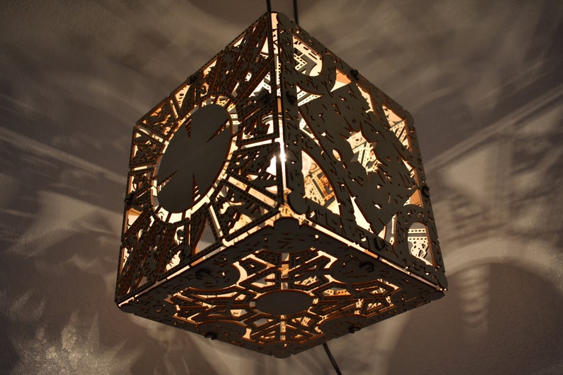 Hellraiser Puzzle Box Wood Hanging Lamp Etsy