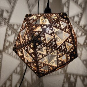 Sierpinski Fractal Lamp - Hanging lighting, Wood,  Triangles