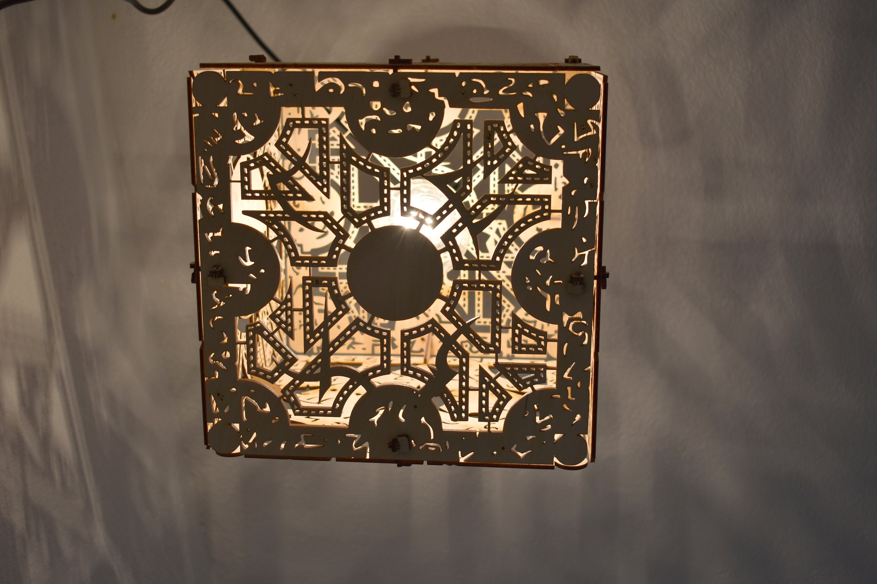 Hellraiser Puzzle Box Wood Hanging Lamp Etsy