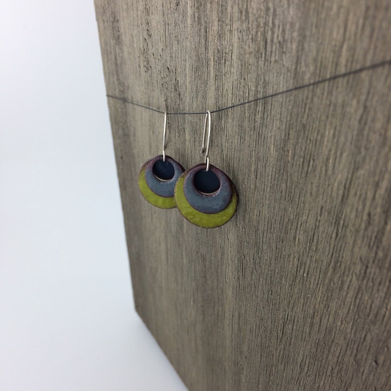 Spring Storm Enamel Earrings Design Your Own Pair Hypoallergenic Upcycled Copper Handmade Jewelry by Winding Way Design