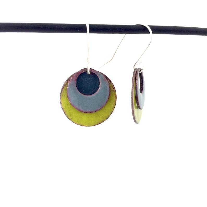 Spring Storm Enamel Earrings Design Your Own Pair Hypoallergenic Upcycled Copper Handmade Jewelry by Winding Way Design
