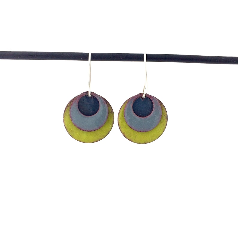 Spring Storm Enamel Earrings Design Your Own Pair Hypoallergenic Upcycled Copper Handmade Jewelry by Winding Way Design
