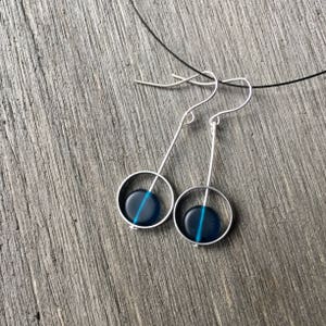 Blue Moon Drop Earrings / Turquoise and Silver Hanging Earrings / Hypoallergenic / Beaded, Handmade Jewelry