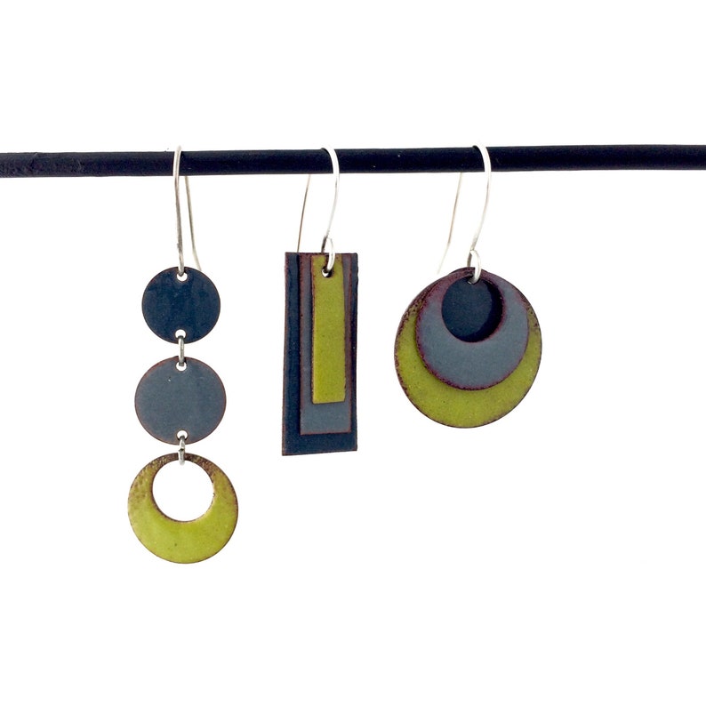 Spring Storm Enamel Earrings Design Your Own Pair Hypoallergenic Upcycled Copper Handmade Jewelry by Winding Way Design