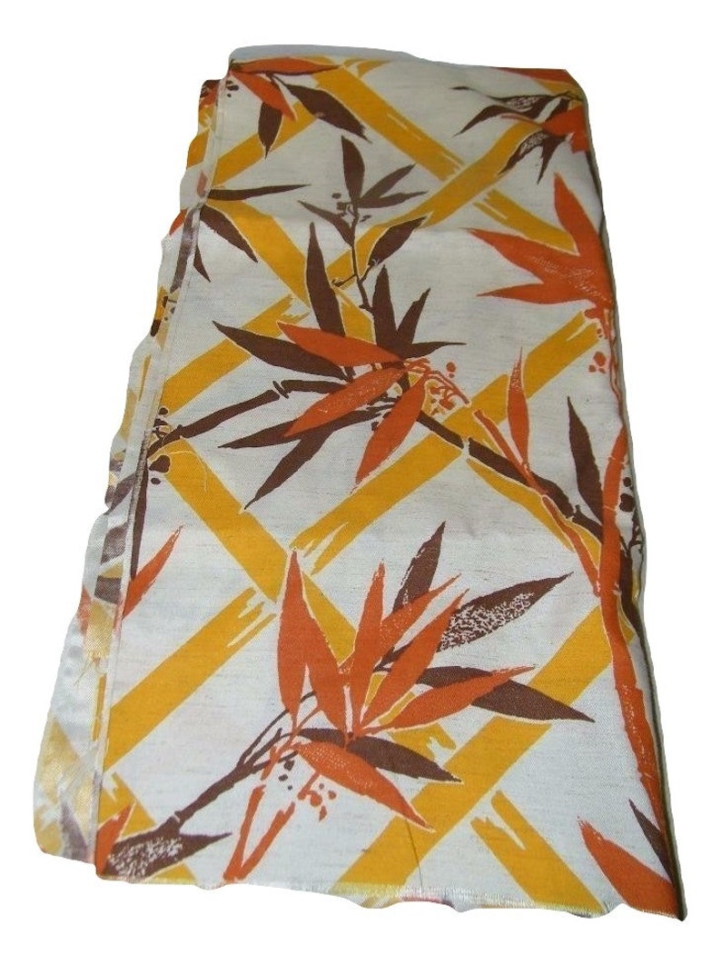 Vintage Bamboo Print Home Dec Drapery Fabric Brown Orange Gold 14100