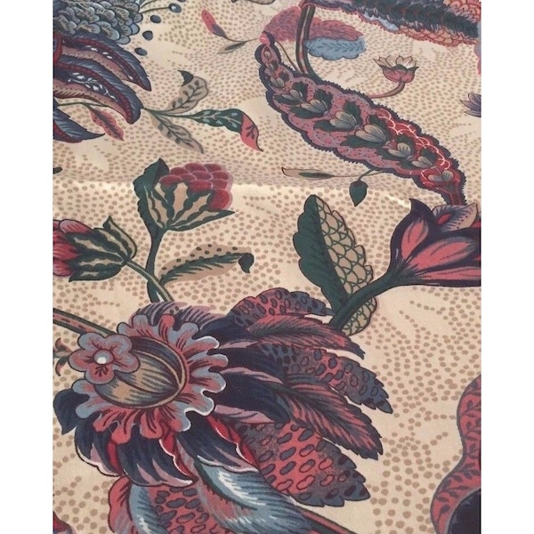 1/3 Yard Vintage Waverly Century Cotton Fabric Home Dec Jacobean 20920