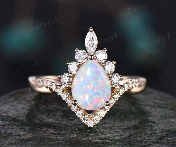 Custom opal engagement best sale ring