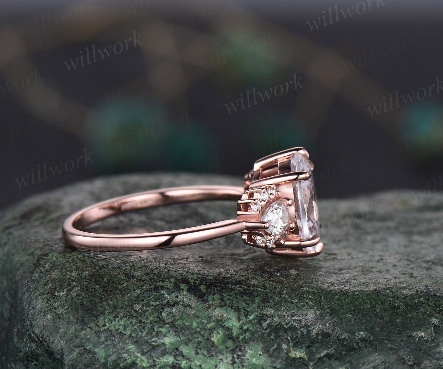 2ct Oval Cut Moissanite Engagement Ring Solid 14k Rose Gold 6 - Etsy