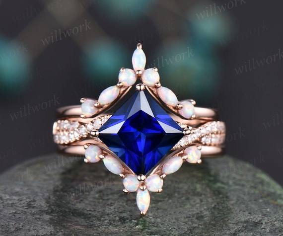 Princess cut diamond deals and sapphire engagement rings