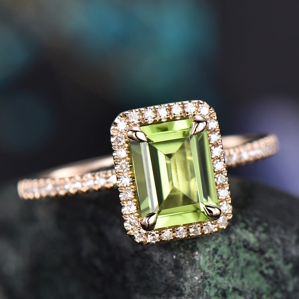 Peridot Engagement Ring - Etsy